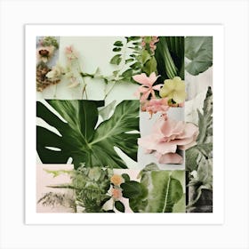 Collage Texture Photography Pictures Fonts Pastel Botanical Plants Layered Mixed Media Vi Art Print