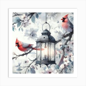 Cardinals In Blossom Art Print