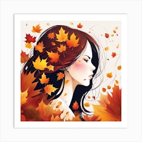 Autumn girl colored art Art Print