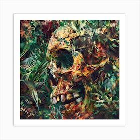 Skull In The Jungle 1 Art Print