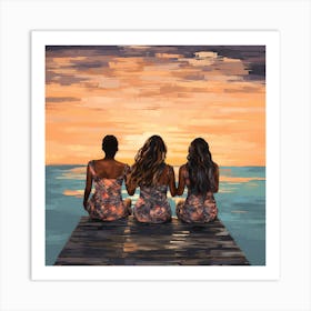 Three Girls At Sunset Art Print