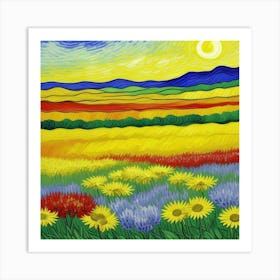 Beautiful Sunflowers In The Field Art Print