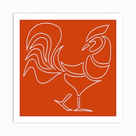 Orange Rooster Art Print