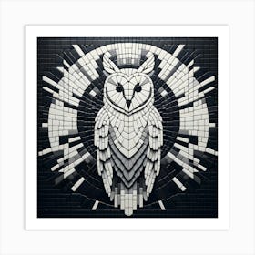 Mosaic white Owl Art Print