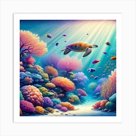 Underwater Paradise - Wall Print Art Discover The Beauty Of The Ocean With Vibrant Marine Life And Colorful Coral Reefs, Perfect For Enhancing Any Space Art Print