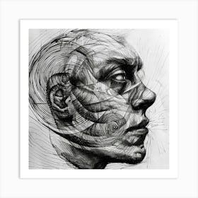 Abstract Portrait Of A Man 3 Art Print