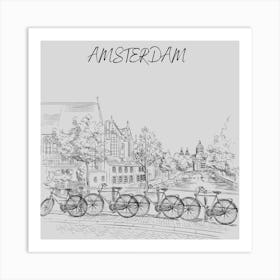 Amsterdam Bicycles Vector Illustration Sketch Watercolor Sketch Stock Illustration Art Print