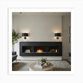 Modern Living Room With Fireplace 16 Art Print