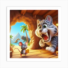 Prehistoric Cat and Mouse 5 Art Print