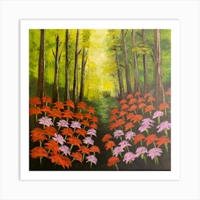 Poinsettias In The Forest Art Print