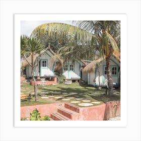 Tropical Garden Houses Square Art Print