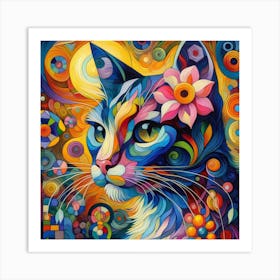 Colorful Cat Painting 1 Art Print