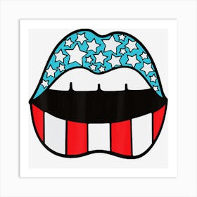 Trending Patriotic Patriotic Lips 4th Of July American Art Print