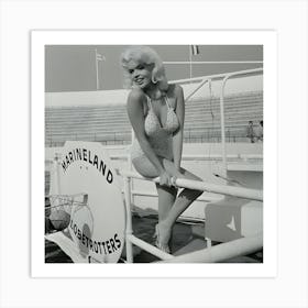 Actress Jayne Mansfield Poses At Marineland In Los Angeles,California Art Print