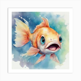 Goldfish Watercolor Painting Art Print