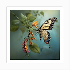 Butterfly On A Flower Art print Art Print