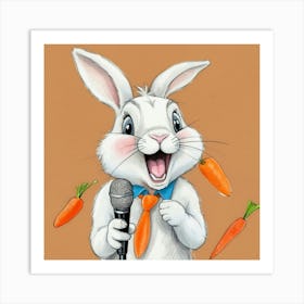 Rabbit With Microphone 1 Art Print