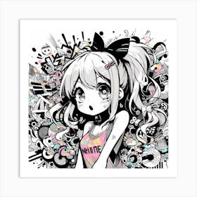 Anime Girl Swim Suite Art Print