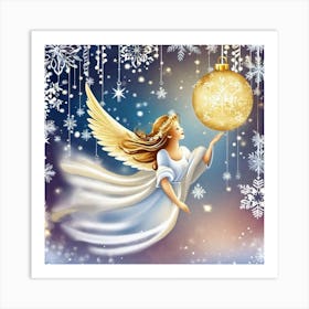 Angel Christmas Wallpaper 5 Art Print