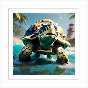 Turtle In The Sea 2 Art Print