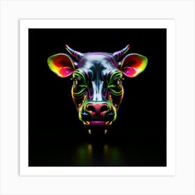 Neon Cow Head Affiche