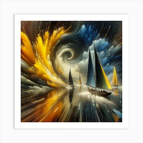 Sailboats In The Sea Art Print