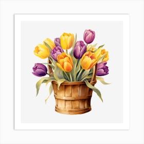 Tulips In A Basket Art Print