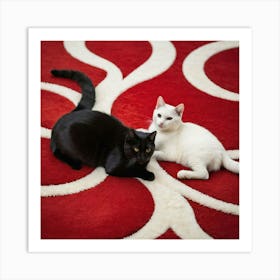 Two Cats On A Rug Art Print