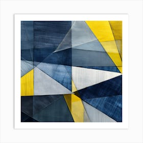 Blue And Yellow Abstract Painting Art Print