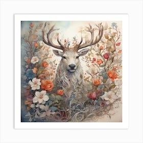 A white stag 5 Art Print