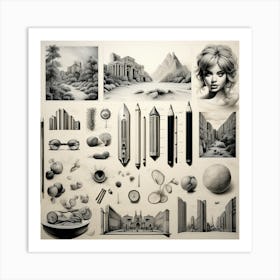 Pencil Sketches Art Print