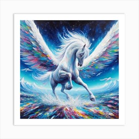 White Horse With Wings 1 Art Print