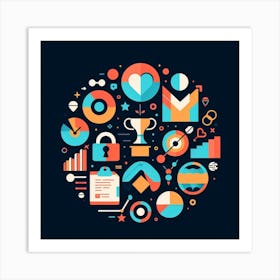 Flat Business Icons Art Print