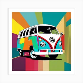 Vibrant Vw Bus print Art Print