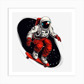 Astronaut Skateboarding Art Print