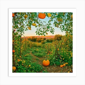 An Isolated Rustic Natural View Of A Bountiful Garden In Autumn Where A Plethora Of Verdant Pumpk (5) 1 Art Print