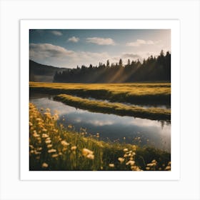 Sunrise In The Meadow Art Print