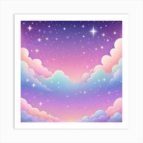 Sky With Twinkling Stars In Pastel Colors Square Composition 232 Art Print