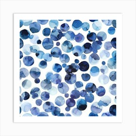 Blue Watercolor Dots 1 Art Print