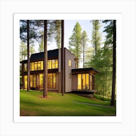 Modern House In The Woods Art Print