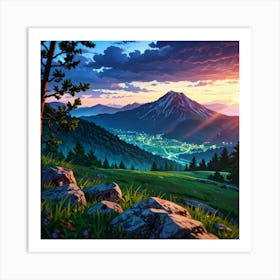 Sunset In The Mountains 26 Art Print