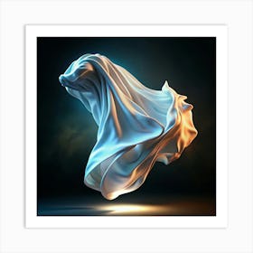 White Fabric Floating In Air With Gold Dust Art Print