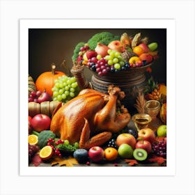 A Bountiful Harvest Feast Art Print