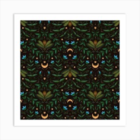 Night of Moons and Moths - seamless pattern Art Print