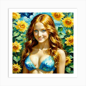 Sunflower Girlvhj Art Print