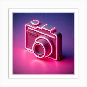 Camera 3D Neon Sign Art Print