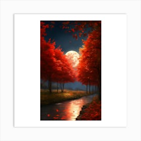 Full Moon In The Forest 5 Art Print