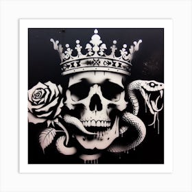 Skull And Roses 2 Art Print