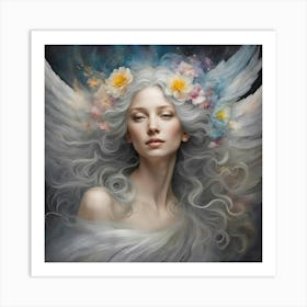 Angel With Flowers 1 Art Print