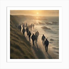 People Walking To The Beach Art Print